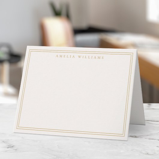Elegant Minimalist Ivory Gold Two Border ノートカード