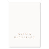 Elegant Minimalist Ivory Taupe Wedding Place Card テーブルナンバー (正面)