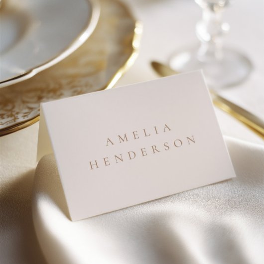 Elegant Minimalist Ivory Taupe Wedding Place Card テーブルナンバー