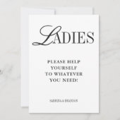 Elegant Minimalist Ladies Bathroom Basket Sign 招待状 (正面)