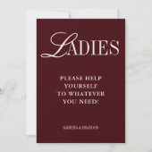 Elegant Minimalist Ladies Bathroom Basket Sign 招待状 (正面)