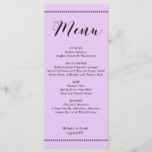 Elegant Minimalist Lavender Wedding Flat Menu Card メニュー (正面)