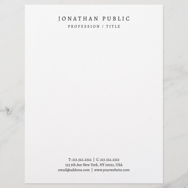 Elegant Minimalist Letterhead Black And White レターヘッド (正面)