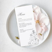 Elegant Minimalist Lily Floral Wedding Menu Card メニュー