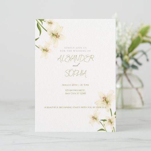 ELEGANT MINIMALIST LILY WEDDING INVITATION  招待状 (スタンド正面)