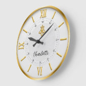 Elegant Minimalist Luxury White & Gold ラージ壁時計 (傾斜)