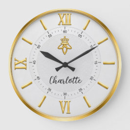 Elegant Minimalist Luxury White & Gold ラージ壁時計