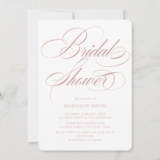 Elegant Minimalist modern Bridal Shower  招待状 (正面)