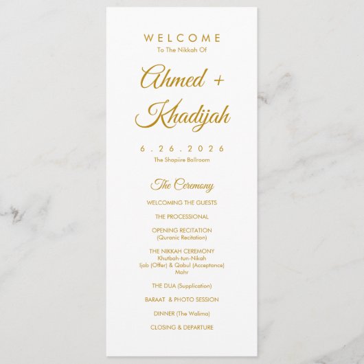 Elegant Minimalist Modern Islamic Wedding Program プログラム (正面)