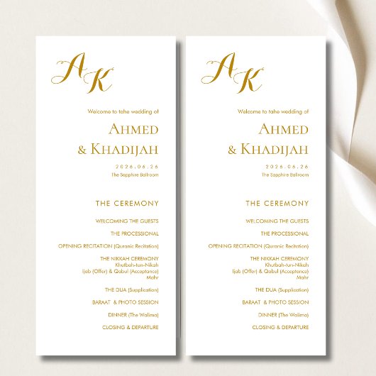 Elegant Minimalist Modern Islamic Wedding Program プログラム