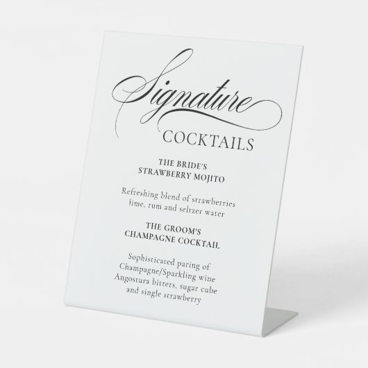 Elegant Minimalist modern Signature Cocktails sign 台座サイン (正面)
