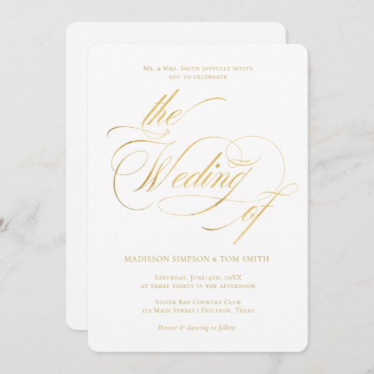 Elegant Minimalist modern Wedding 招待状 (正面/裏面)