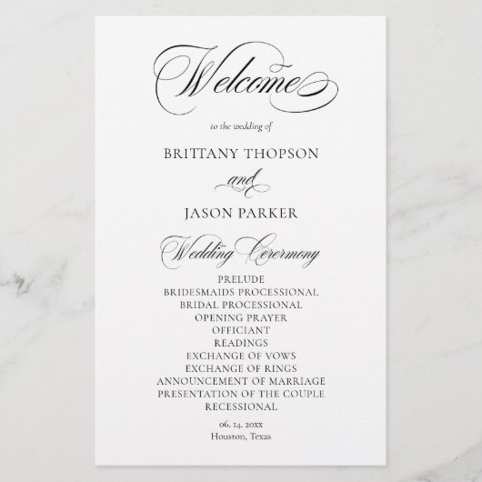 Elegant Minimalist modern Wedding Program (正面)