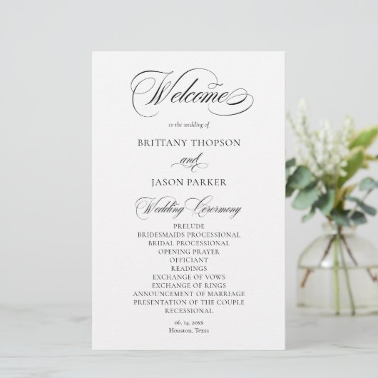 Elegant Minimalist modern Wedding Program (スタンド正面)