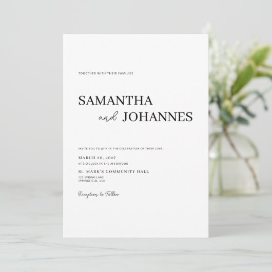 Elegant Minimalist Modern White Photo Wedding 招待状 (スタンド正面)