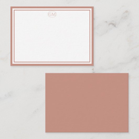 Elegant Minimalist Monogram Black Two Border  ノートカード (正面/裏面)