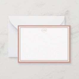 Elegant Minimalist Monogram Black Two Border  ノートカード