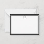 Elegant Minimalist Monogram Black & White Border  ノートカード (正面)
