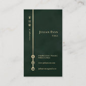 Elegant Minimalist Monogram Emerald Green & Gold 名刺 (裏面)