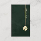Elegant Minimalist Monogram Emerald Green & Gold 名刺 (正面)