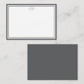 Elegant Minimalist Monogram Gray Two Border ノートカード (正面/裏面)
