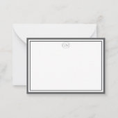 Elegant Minimalist Monogram Gray Two Border ノートカード (正面)