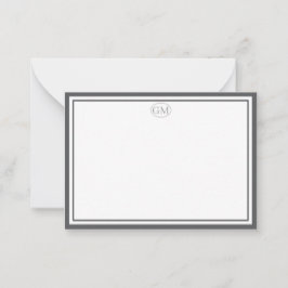 Elegant Minimalist Monogram Gray Two Border  ノートカード