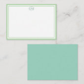 Elegant Minimalist Monogram Green Two Border  ノートカード (正面/裏面)