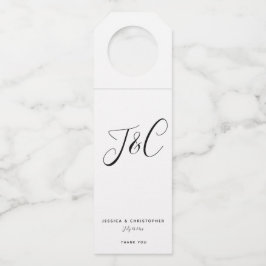 Elegant Minimalist Monogram Initials Wedding ボトルネックタグ