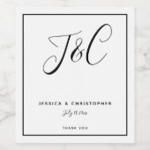 Elegant Minimalist Monogram Initials Wedding ワインラベル (シングルラベル)