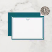 Elegant Minimalist Monogram Navy Border Note Cards ノートカード (正面/裏面インサイチュ)