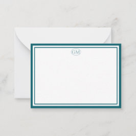 Elegant Minimalist Monogram Navy Border Note Cards ノートカード