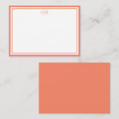 Elegant Minimalist Monogram Orange Two Border ノートカード (正面/裏面)