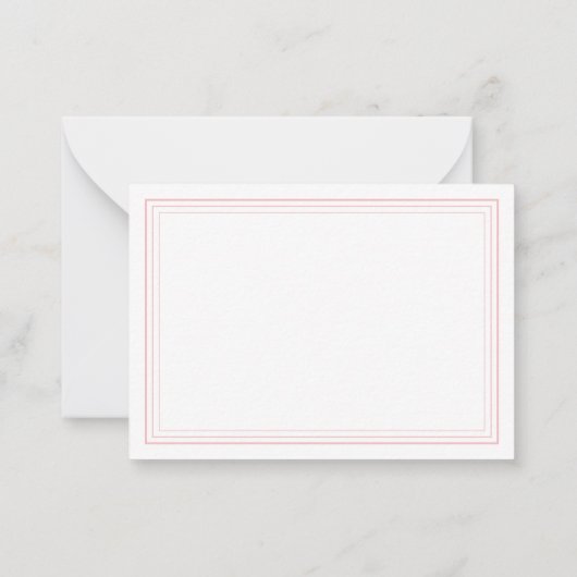 Elegant Minimalist Monogram Pink Border ノートカード (裏面)