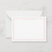 Elegant Minimalist Monogram Pink Border ノートカード (正面)