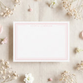 Elegant Minimalist Monogram Pink Border ノートカード