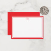 Elegant Minimalist Monogram RED Border Note Cards ノートカード (正面/裏面インサイチュ)