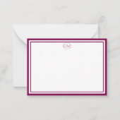 Elegant Minimalist Monogram RED Two Border  ノートカード (正面)