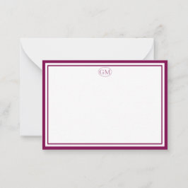 Elegant Minimalist Monogram RED Two Border  ノートカード