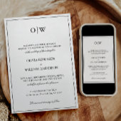 Elegant Minimalist Monogram Wedding 招待状