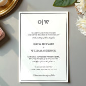 Elegant Minimalist Monogram Wedding 招待状