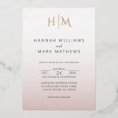 Elegant Minimalist Monogram Wedding 箔招待状 (正面)