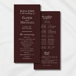 Elegant Minimalist Mousse Brown Wedding Program