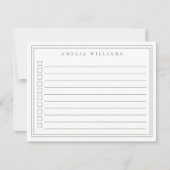 Elegant Minimalist Olive Green Checkbox To Do List ノートカード (正面)