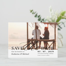 Elegant Minimalist One Photo QR code Wedding セーブザデート