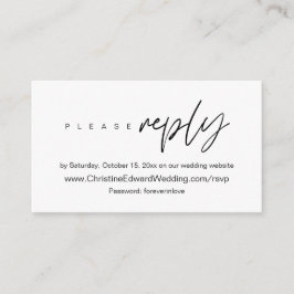 Elegant, minimalist online wedding RSVP insert エンクロージャーカード