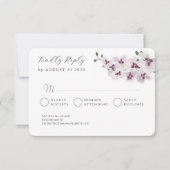 Elegant Minimalist Orchid Wedding RSVP Card (正面)