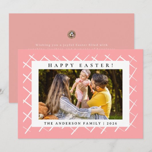 Elegant Minimalist Pattern Happy Easter 1 Photo シーズンカード (正面/裏面)