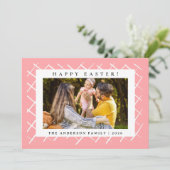 Elegant Minimalist Pattern Happy Easter 1 Photo シーズンカード (スタンド正面)