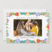 Elegant Minimalist Pattern Happy Easter 1 Photo シーズンカード (正面)